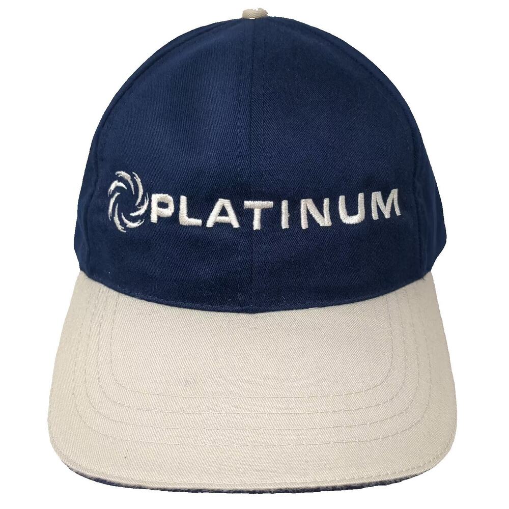 HeadShot Platinum Swirl Logo Blue Beige Baseball Cap Hat One Size Adjustable